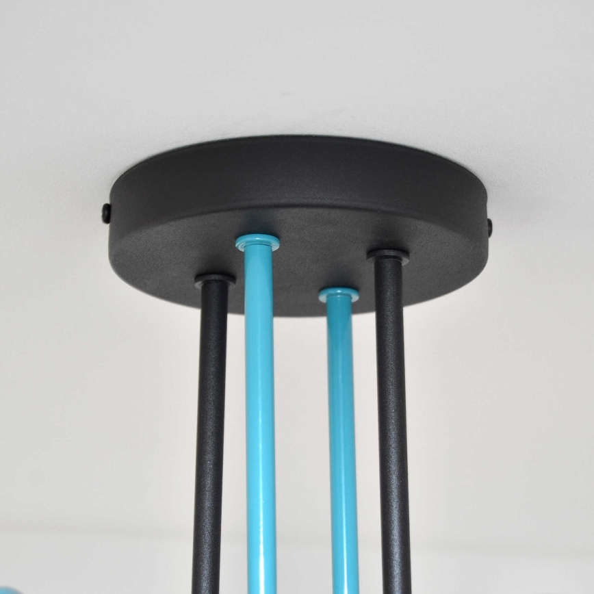 Fäst ljuskrona OXFORD 4xE27/15W/230V svart/turkos