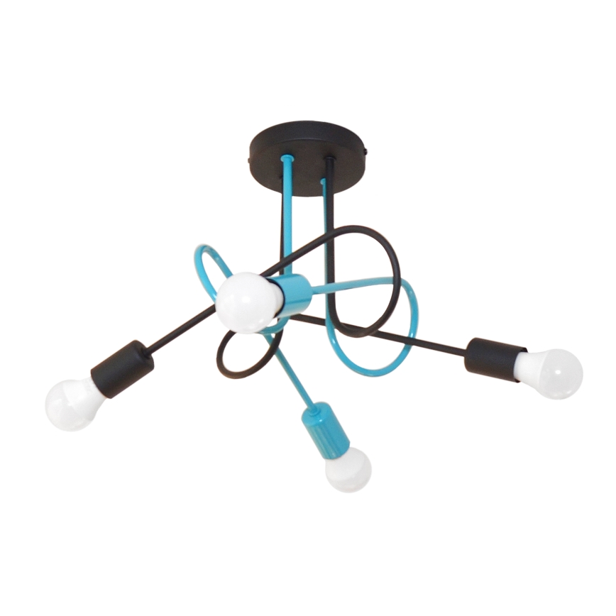 Fäst ljuskrona OXFORD 4xE27/15W/230V svart/turkos