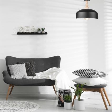 Fäst ljuskrona RINA 1xE27/15W/230V svart/bok