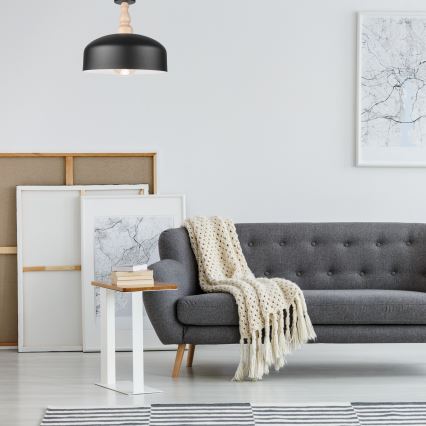 Fäst ljuskrona RINA 1xE27/15W/230V svart/bok