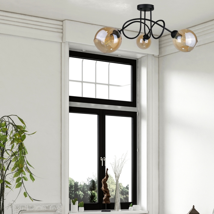 Fäst ljuskrona VENUS BLACK 3xE27/60W/230V