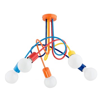 Fäst ytmonterad för barn TANGO 5xE27/15W/230V färgrik