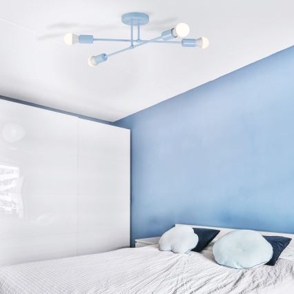 Fastmonterad taklampa CAMBRIDGE 4xE27/15W/230V blå