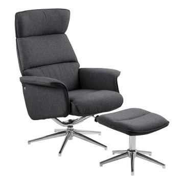 Fåtölj med fotstöd DELIA mörkgrå