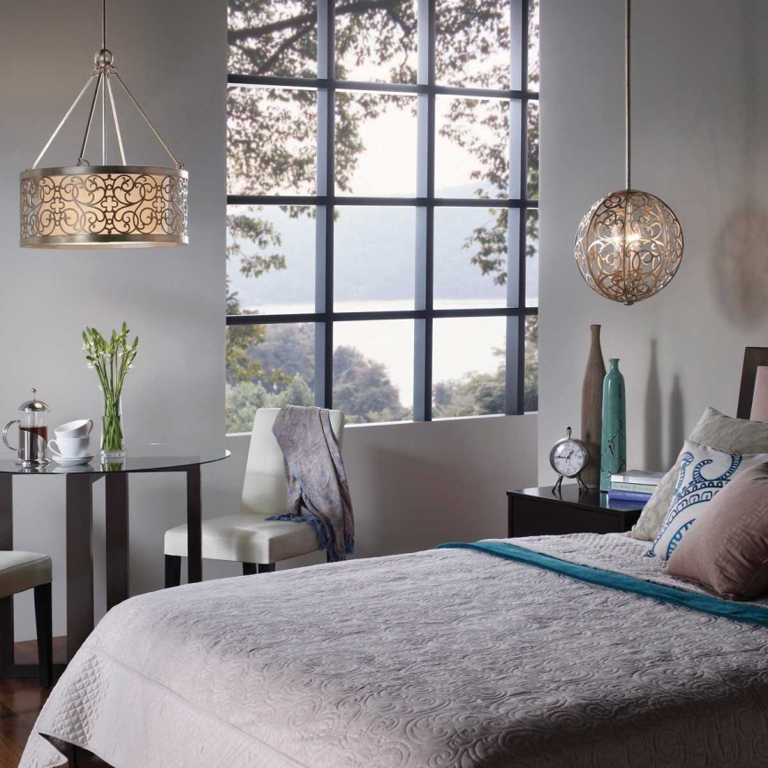 Feiss - takpendel på stång ARABESQUE 4xE27/60W/230V guld