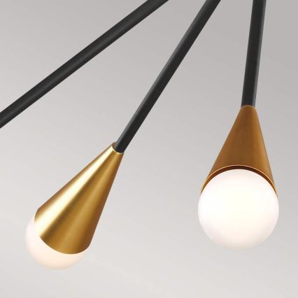 Feiss - LED pendelljuskrona JAX 10xG9/3W/230V svart/guld