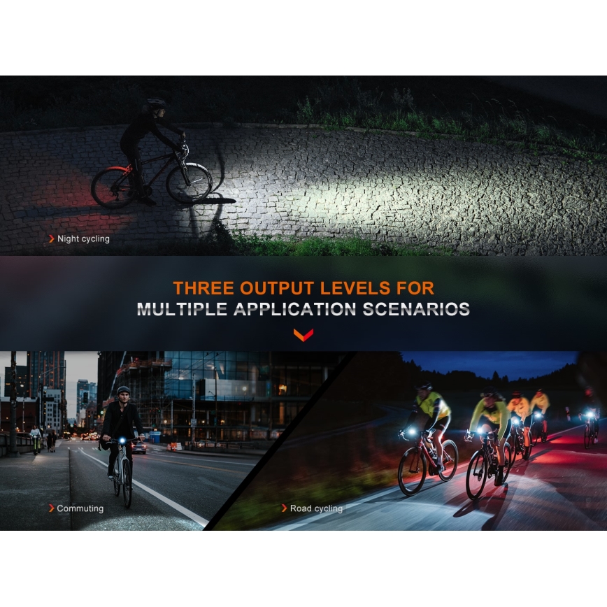 Fenix BC15R - LED Dimbar uppladdningsbar cykellampa LED/USB IP66 400 glansig 31,5 h 2600 mAh