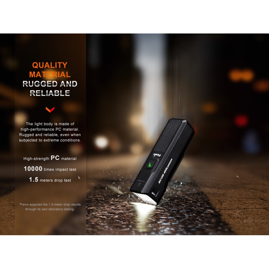 Fenix BC15R - LED Dimbar uppladdningsbar cykellampa LED/USB IP66 400 glansig 31,5 h 2600 mAh