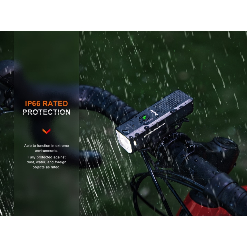 Fenix BC15R - LED Dimbar uppladdningsbar cykellampa LED/USB IP66 400 glansig 31,5 h 2600 mAh