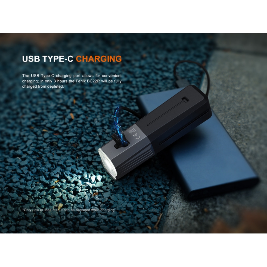 Fenix BC22R - dimbar uppladdningsbar cykellampa LED/USB 3400 mAh IP66 1400 lm 41 h svart