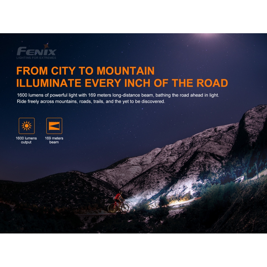 Fenix BC26R - LED Uppladdningsbar cykellampa LED/USB IP68 1600 lm 65 timmar