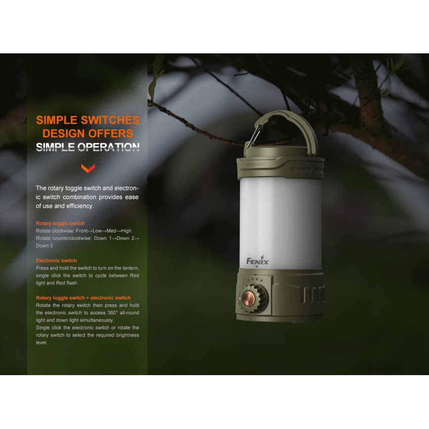 Fenix CL26RPROOLI - LED Ljusreglerad bärbar uppladdningsbar lampa LED/USB IP66 650 glansig 408 h 5000 mAh grön