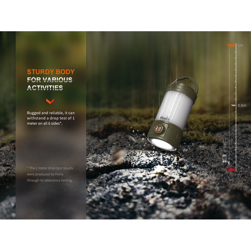 Fenix CL26RPROOLI - LED Ljusreglerad bärbar uppladdningsbar lampa LED/USB IP66 650 glansig 408 h 5000 mAh grön