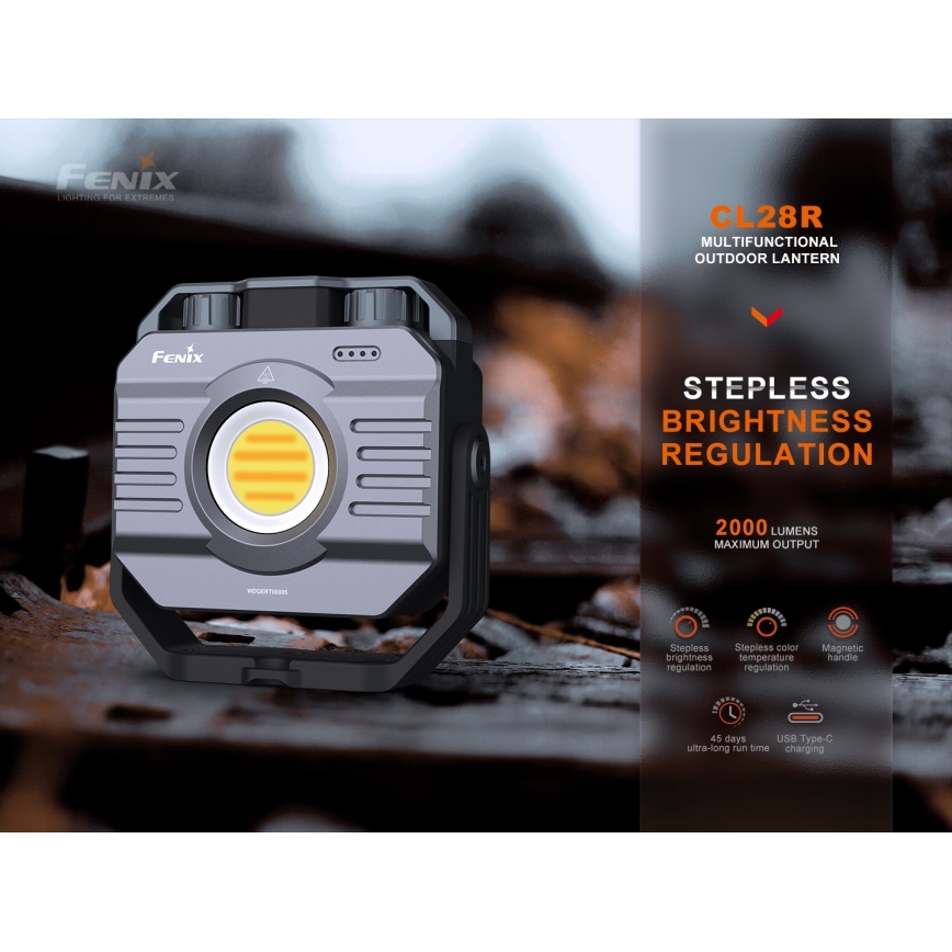 Fenix CL28R - LED Ljusreglerad uppladdningsbar strålkastare med en strömbank LED/USB IP66 2000 lm 360 h 10000 mAh