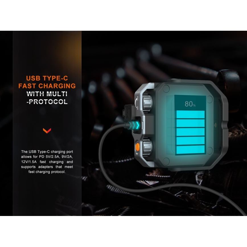 Fenix CL28R - LED Ljusreglerad uppladdningsbar strålkastare med en strömbank LED/USB IP66 2000 lm 360 h 10000 mAh