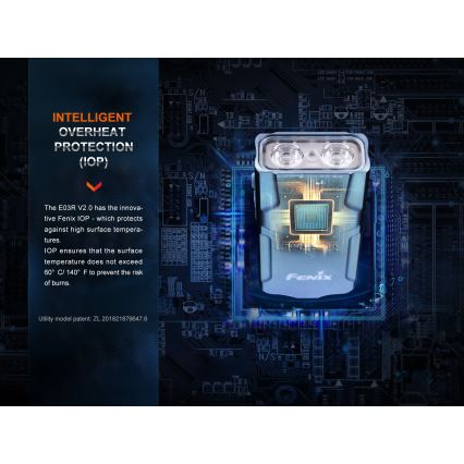 Fenix E03RV20BLU - LED uppladdningsbar ficklampa LED/USB IP66 500 lm 30 h 400 mAh