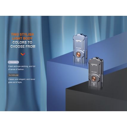 Fenix E03RV20GREY - LED uppladdningsbar ficklampa LED/USB IP66 500 glansig 30 h 400 mAh