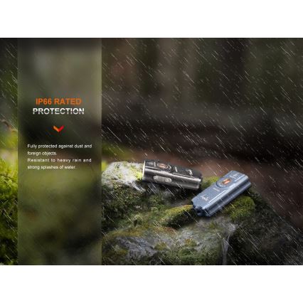 Fenix E03RV20GREY - LED uppladdningsbar ficklampa LED/USB IP66 500 glansig 30 h 400 mAh