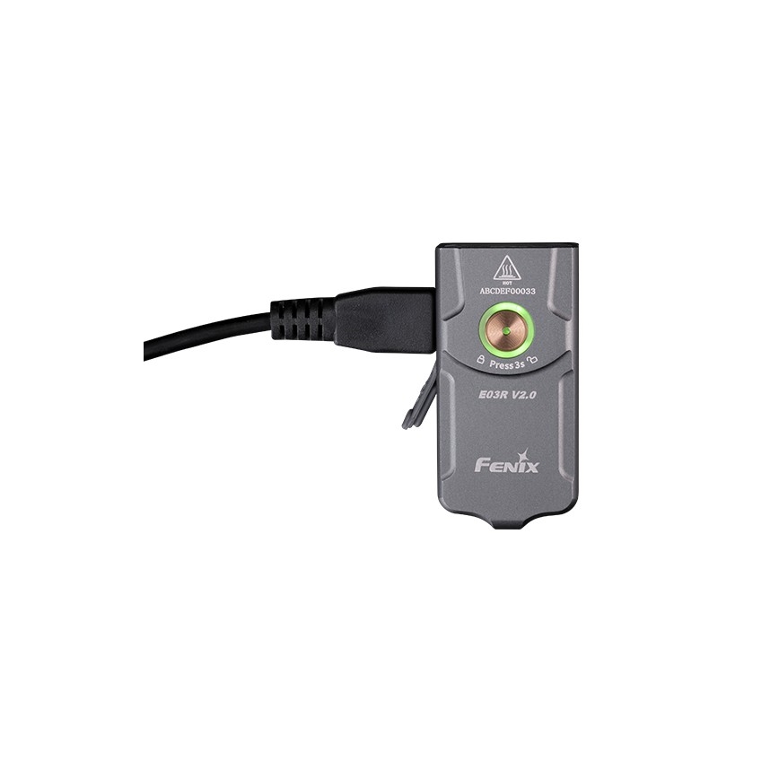 Fenix E03RV20GREY - LED uppladdningsbar ficklampa LED/USB IP66 500 glansig 30 h 400 mAh