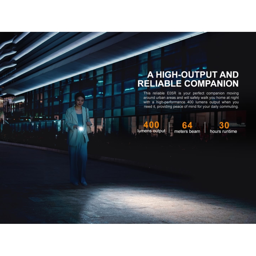 Fenix E05RBLC - LED laddningsbar Fick lampa  LED/USB IP68 400 lm 30 h