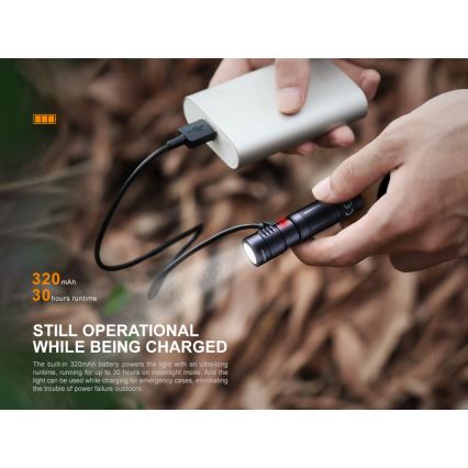 Fenix E05RBLC - LED laddningsbar Fick lampa  LED/USB IP68 400 lm 30 h