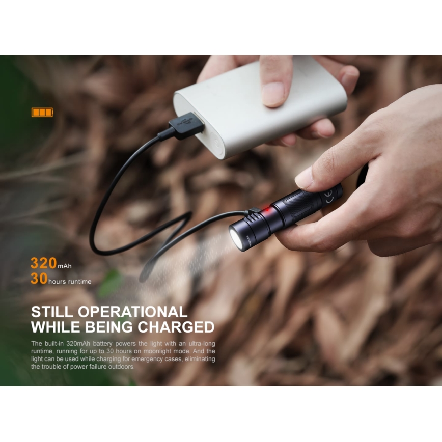 Fenix E05RBLC - LED laddningsbar Fick lampa  LED/USB IP68 400 lm 30 h