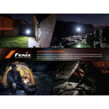 Fenix E06RGRY - LED Ljusreglerad uppladdningsbar ficklampa UV LED/USB IP66 700 glansig 60 h 750 mAh grå