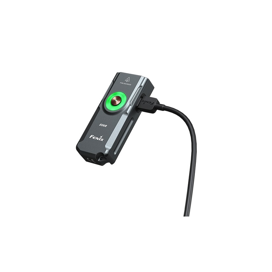 Fenix E06RGRY - LED Ljusreglerad uppladdningsbar ficklampa UV LED/USB IP66 700 glansig 60 h 750 mAh grå
