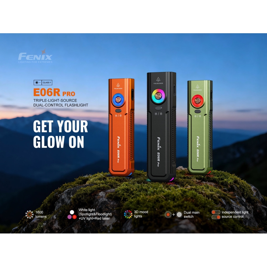 Fenix E06RPROEUBLC - dimbar uppladdningsbar LED-ficklampa LED/USB 1650 mAh IP66 1600 lm 111 h svart
