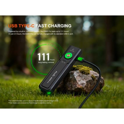 Fenix E06RPROEUBLC - dimbar uppladdningsbar LED-ficklampa LED/USB 1650 mAh IP66 1600 lm 111 h svart