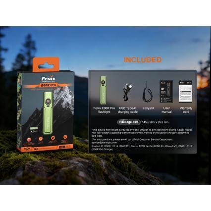 Fenix E06RPROEUOLI - LED-dimmbar uppladdningsbar ficklampa LED/USB 1650 mAh IP66 1600 lm 111 h grön
