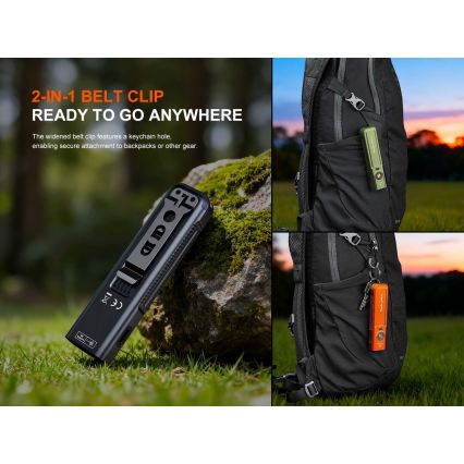 Fenix E06RPROEUOLI - LED-dimmbar uppladdningsbar ficklampa LED/USB 1650 mAh IP66 1600 lm 111 h grön