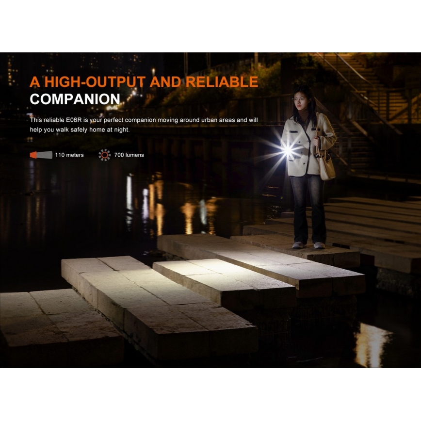 Fenix E06RTKS - LED Ljusreglerad uppladdningsbar ficklampa UV LED/USB IP66 700 lm 60 h 750 mAh turkos