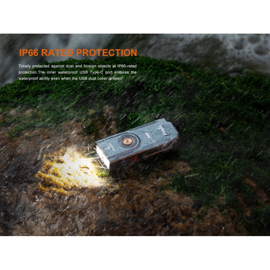 Fenix E06RTKS - LED Ljusreglerad uppladdningsbar ficklampa UV LED/USB IP66 700 lm 60 h 750 mAh turkos