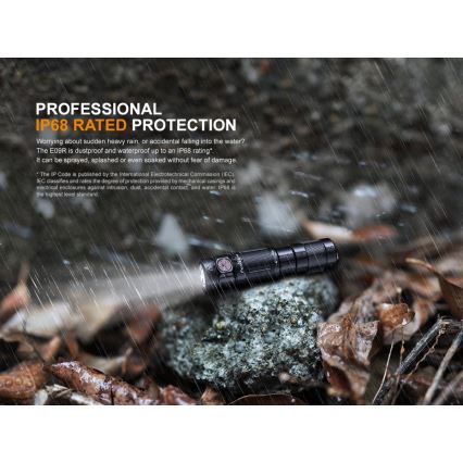 Fenix E09R - LED laddningsbar Fick lampa  LED/USB IP68 600 lm 70 h