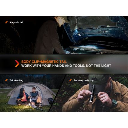 Fenix E28RV20 - LED Ljusreglerad uppladdningsbar ficklampa LED/USB/2xCR123A IP68 1700 glansig 260 h 3400 mAh