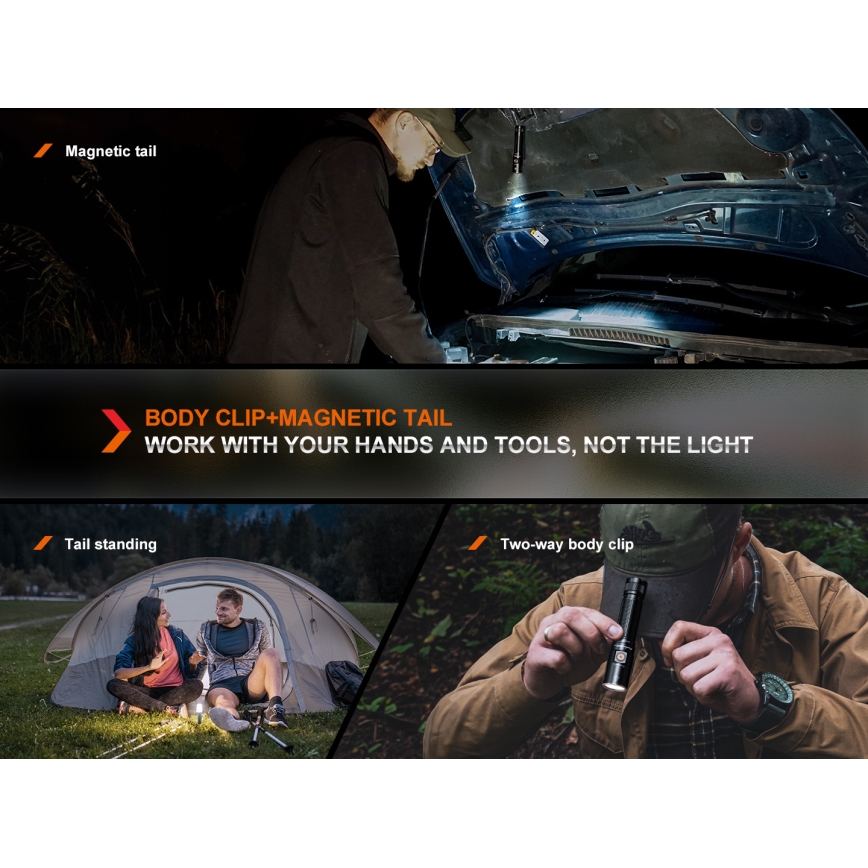 Fenix E28RV20 - LED Ljusreglerad uppladdningsbar ficklampa LED/USB/2xCR123A IP68 1700 glansig 260 h 3400 mAh