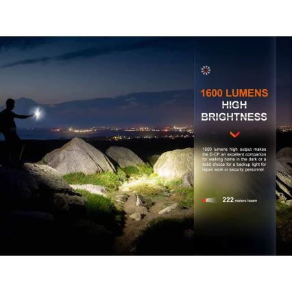 Fenix ECPBLCK - LED uppladdningsbar ficklampa med powerbank USB IP68 1600 lm 504 h 5000 mAh svart