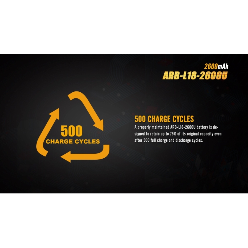 Fenix FE18650LI26USB - 1 st USB-laddningsbart batteri/3,6V 2600 mAh