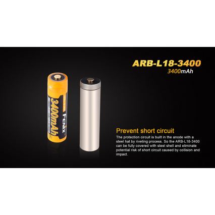 Fenix FE18650LI34 - 1 st Laddningsbart 18650-batteri 3,6 V, 3400 mAh