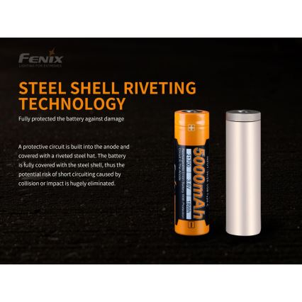 Fenix FE21700USB - 1 st Uppladdningsbart batteri med USB, 3,6 V, 5000 mAh