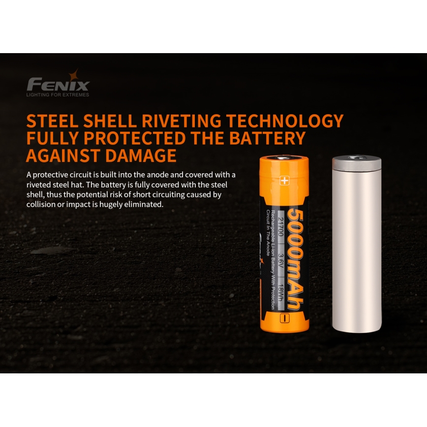Fenix FE21700V20 - 1 st Uppladdningsbart batteri 21700/3,6V 5000 mAh