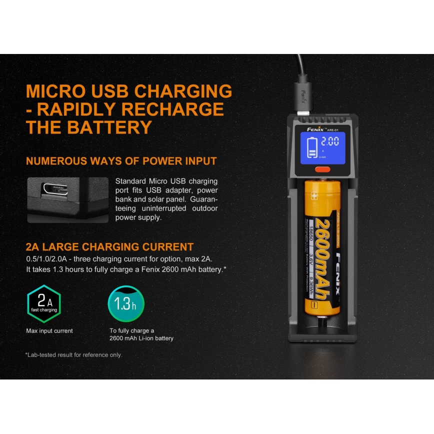 Fenix FENARED1 - Batteriladdare 1xLi-ion/AAA/AA/C 5V