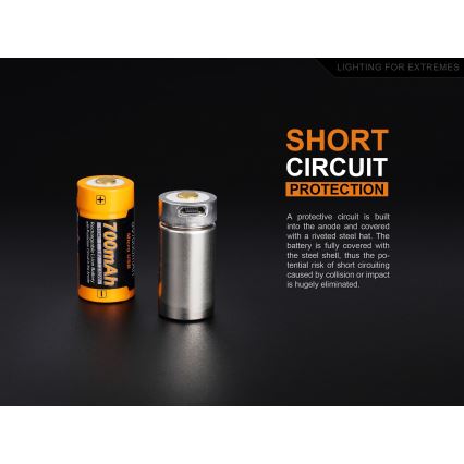 Fenix FERCR123ALIIONUP - 1 st Uppladdningsbart USB-batteri, 3,6 V, 700 mAh