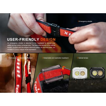 Fenix HL18RTV20WHT - LED Ljusreglerad uppladdningsbar pannlampa LED/USB IP66 800 glansig 160 h vit/svart