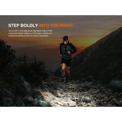 Fenix HL18RTV20WHT - LED Ljusreglerad uppladdningsbar pannlampa LED/USB IP66 800 glansig 160 h vit/svart