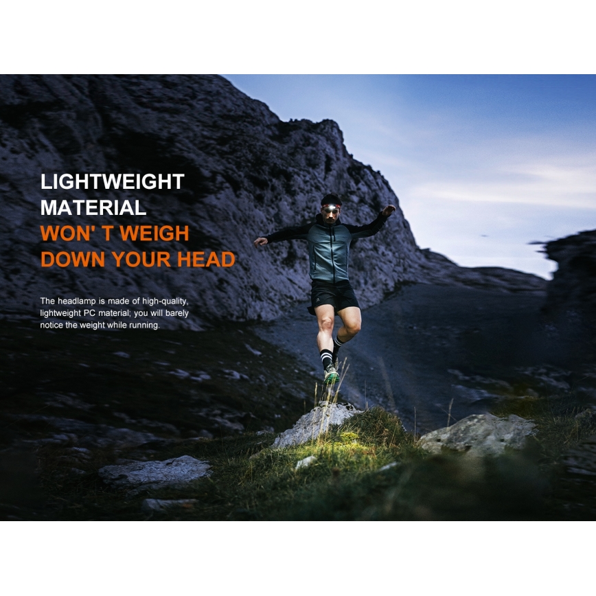 Fenix HL18RTV20WHT - LED Ljusreglerad uppladdningsbar pannlampa LED/USB IP66 800 glansig 160 h vit/svart