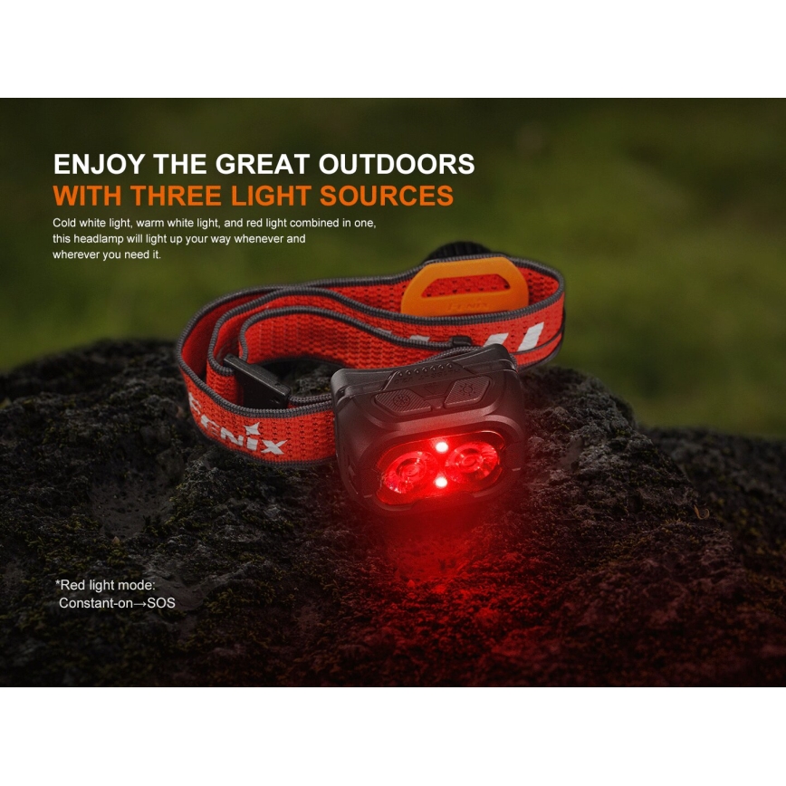 Fenix HL18RTV20WHT - LED Ljusreglerad uppladdningsbar pannlampa LED/USB IP66 800 glansig 160 h vit/svart