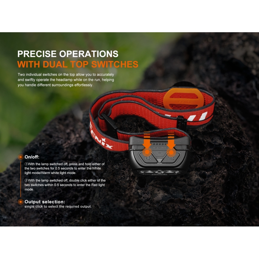 Fenix HL18RTV20WHT - LED Ljusreglerad uppladdningsbar pannlampa LED/USB IP66 800 glansig 160 h vit/svart