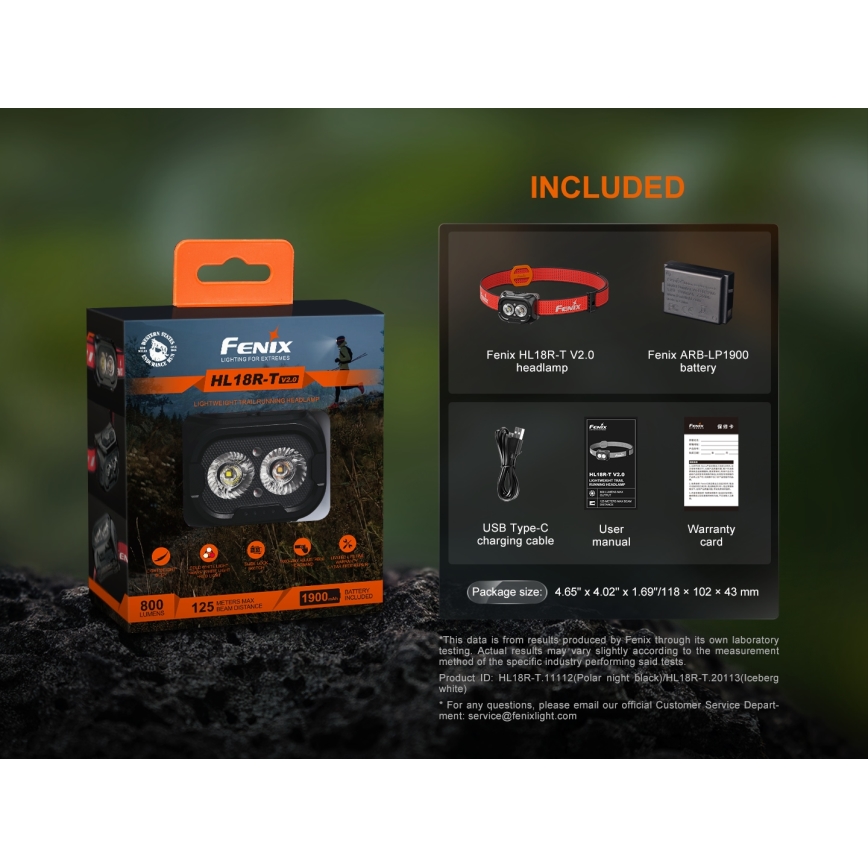 Fenix HL18RTV20WHT - LED Ljusreglerad uppladdningsbar pannlampa LED/USB IP66 800 glansig 160 h vit/svart